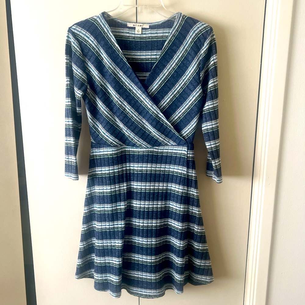 Knit faux-wrap dress